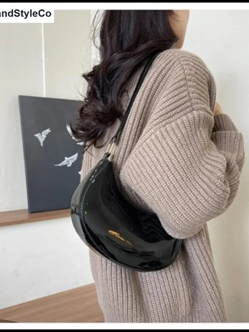 Patent Leather Evening Purse Clutch Mini Hobo Shoulder Bag Vegan Faux Leather